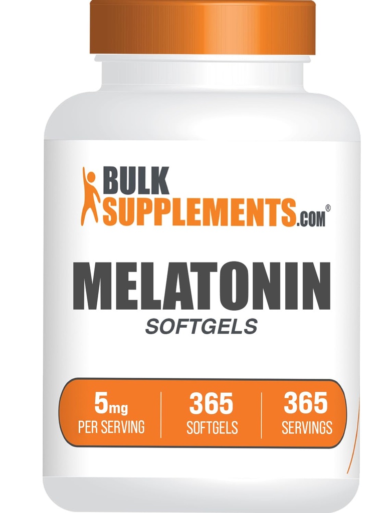 BulkSupplements.com Melatonin 5 mg Softgels - Yetişkinler için Melatonin, Sleep Supplement - 5 mg Melatonin per Service, Gluten Free, 1 Softgel per Service, 365 Count (Pack of 1)