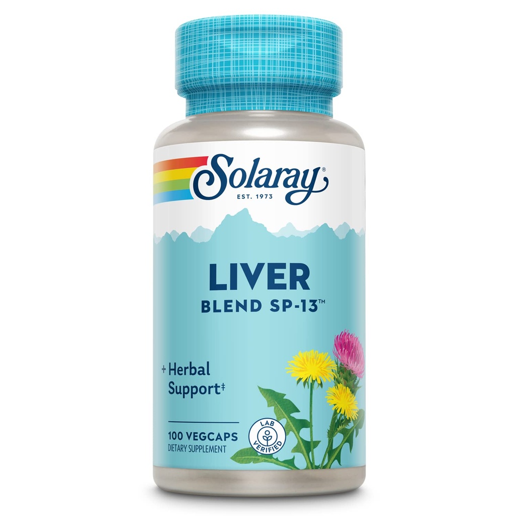 SOLARAY Liver Mix SP-13 - Geleneksel Herbal Support with Milk Thistle Extract, Dandelion Root, Burdock, Kelp, Peppermint and Trace Minerals - 60 günlük Garanti, 100 Hizmet, 100 VegCaps