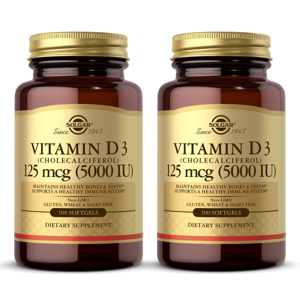 Solgar Vitamin D3 (Cloncalciferol) 10 mcg (400 IU) - 100 Softgels, 2 Paket - Sağlıklı Kemikleri ve Dişleri koruyun - Immune System Support - Non-GMO, Gluten Free Dairy, Free - 200 Toplam Hizmetler