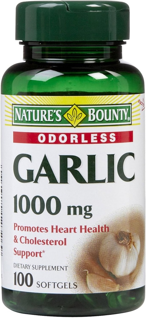 Nature's Bounty Garlic Extract Supplement, Supports Circulatory Function, 1000 mg Hızlı Yayın Softgels, 100 Count, 3 Paket