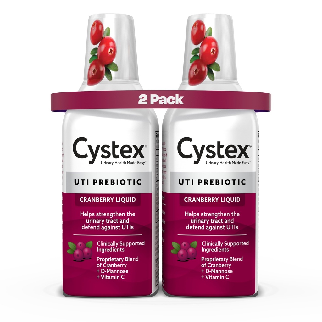 Cystex Urinary T Enfeksiyon Destek ve Önleme - Cranberry Prebiyotik Supplement with D-Mannose & Vitamin C for UTI Protection & Urinary Health Care - 7.6 fl oz - (Pack of 2)