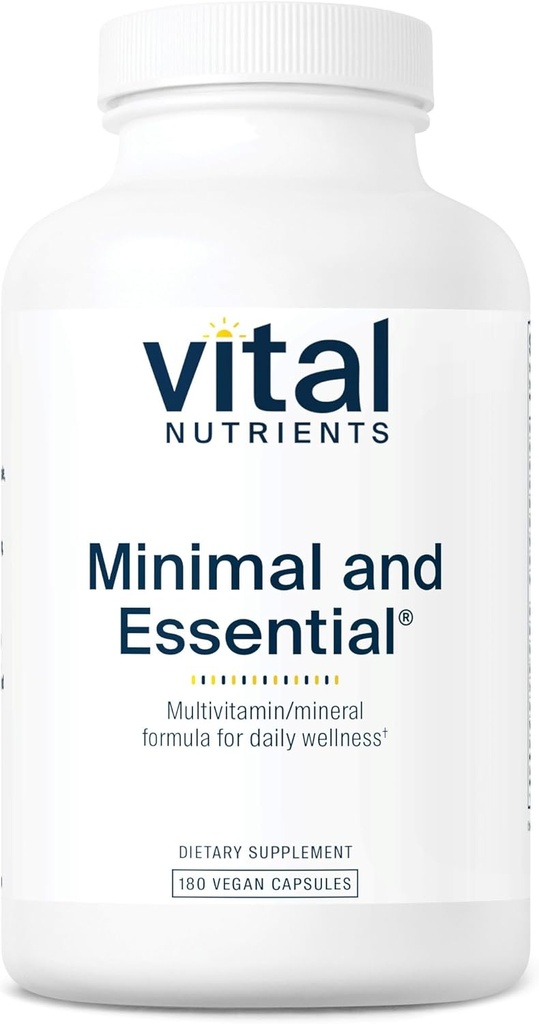 Vital Nutrients Minimal ve Essential Multivitamin | Vegetarian One per Day Multi Vitamin, Mineral, & Antioksi Supplement* | Iron-Free | Gluten, Dairy, Soy Free | Non-GMO | 180 Capsules
