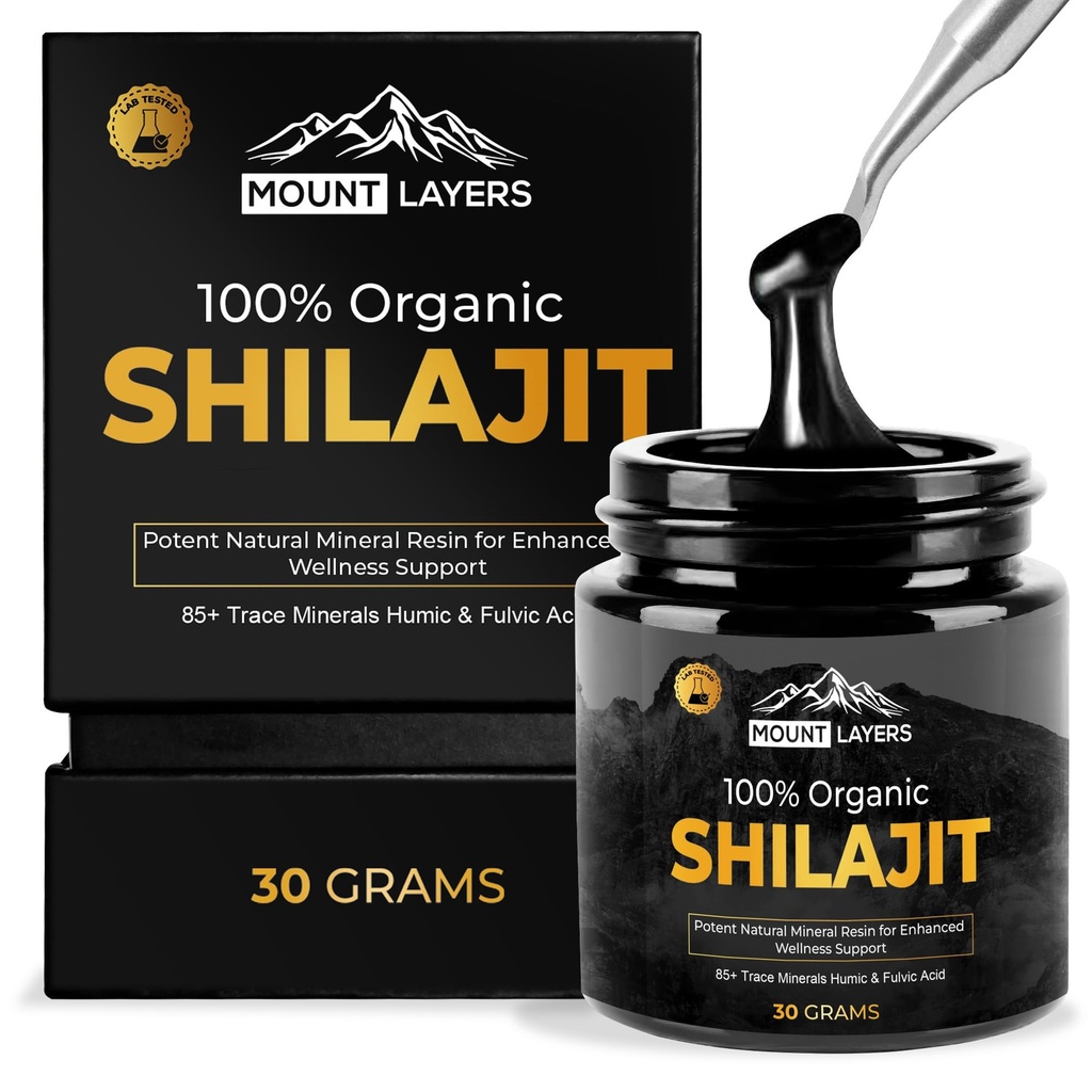 Fulvic Acid ile Saf Shilajit – Himalaya Shilajit for Men & Women with 85+ Trace Minerals - Supports Metabolism - Bone Health and Immune System - 500 mg - 60 Hizmet - 30g Jar