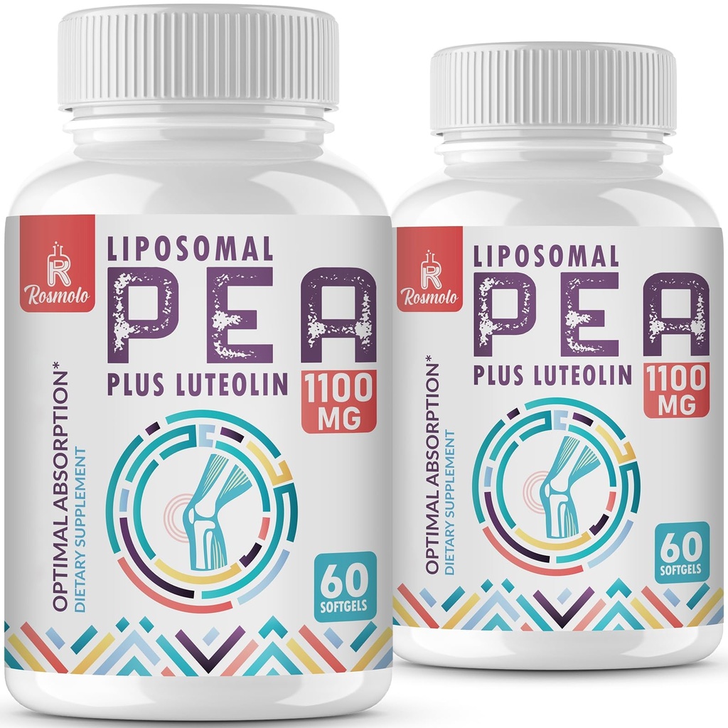 Liposomal Palmitoyl etanolamid 1000 mg + Luteolin 100 mg, Micronized Pea% 99 Yüksek Lisans - Geliştirilmiş Aborpsiyon ve Bioavailability, 120 Softgels