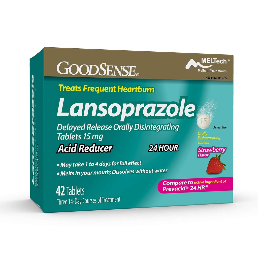 GoodSense Lansoprazole Gecikmiş Yayın Orally Disintegrating Tabletleri 15 mg, Asit Tespiti, Strawberry Flavor, 42 Kont ( 1)