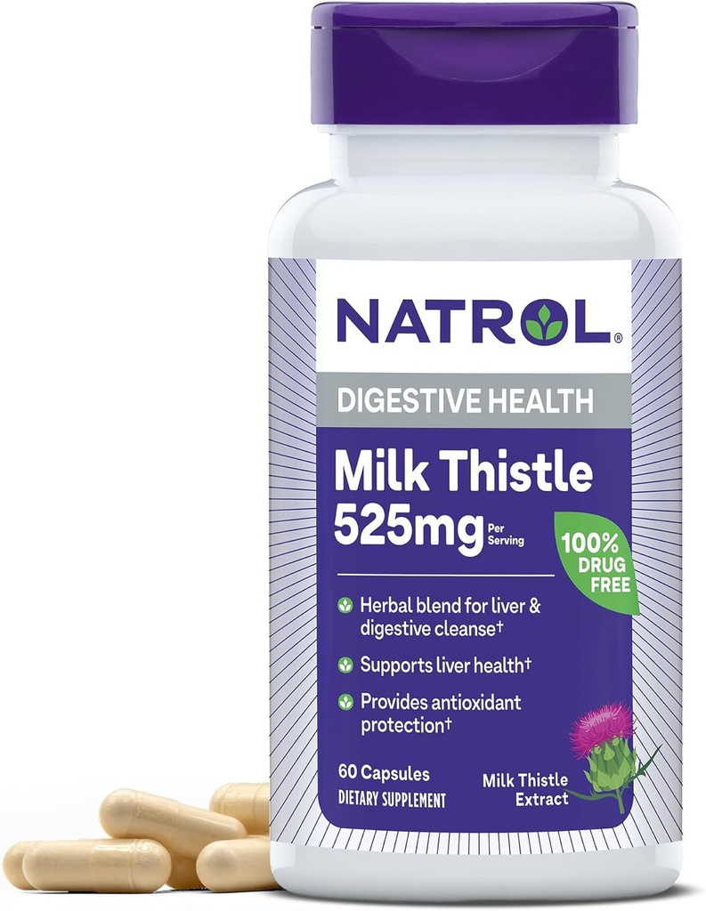 Natrol Süt Hizmet başına 525 mg, Digestive Health için Diyet Supplement, Süt Butle Supplement, 60 Capsules, 30 Day Supply Supply