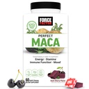 FORCE FACTOR Perfect Maca, Maca Root ve DIM Supplement with Saffron to Boost Energy and Mood, with Yellow and Black Maca, Vitamins, Minerals, and Antioksis, Dark Cherry Flavor, 60 Soft Chews