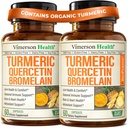 Bromelain Turmeric Curcumin Supplement – Alerji Yardımı, Ortak & Immune Support – Organik Turmeric Supplement with Black Pepper (Bioperin) – Quercetin 500 mg Capsules 2 Pack