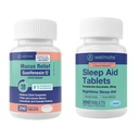 WELMATE Nighttime Wellness Sche: Mucus Relief Guaifenesin 600 mg Mucus Relief (200 Ct) & Doxylamine Succinate 25 mg Sleep Aid (200 Ct) | Genişletilmiş Uyku Yardımı