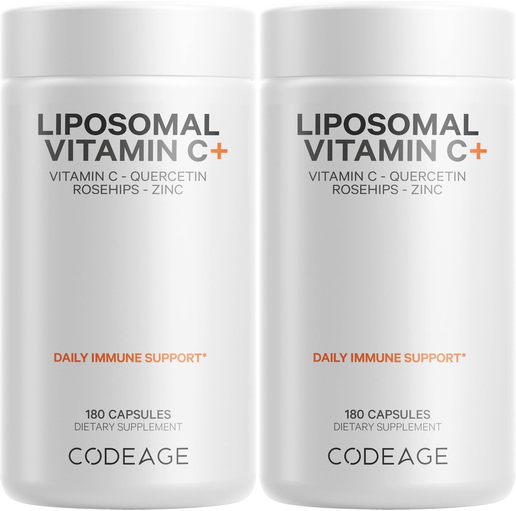 Liposom Vitamin C 1500 mg ile çinko, Elderberry, Citrus Bioflavonoyak Grapetre, Lemon, Orange Toz, Quercetin & Rose HIPS Meyvesi - Vegan Tamam - Non-GMO, Vegan Pills - 2 Pack