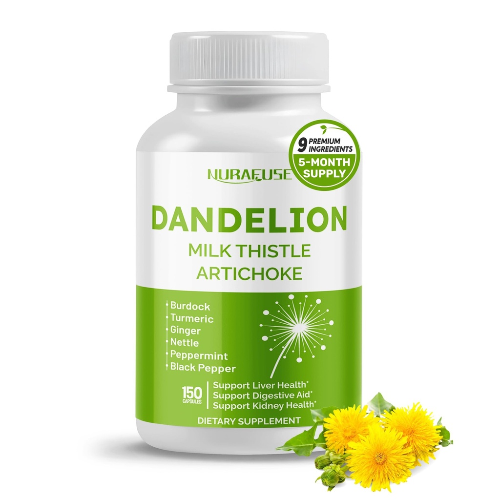 Dandelion Milk Butle Artichoke Burdock Turmeric - Destek Liver Health, Support Digestive Aid - ABD'de Made and Tested