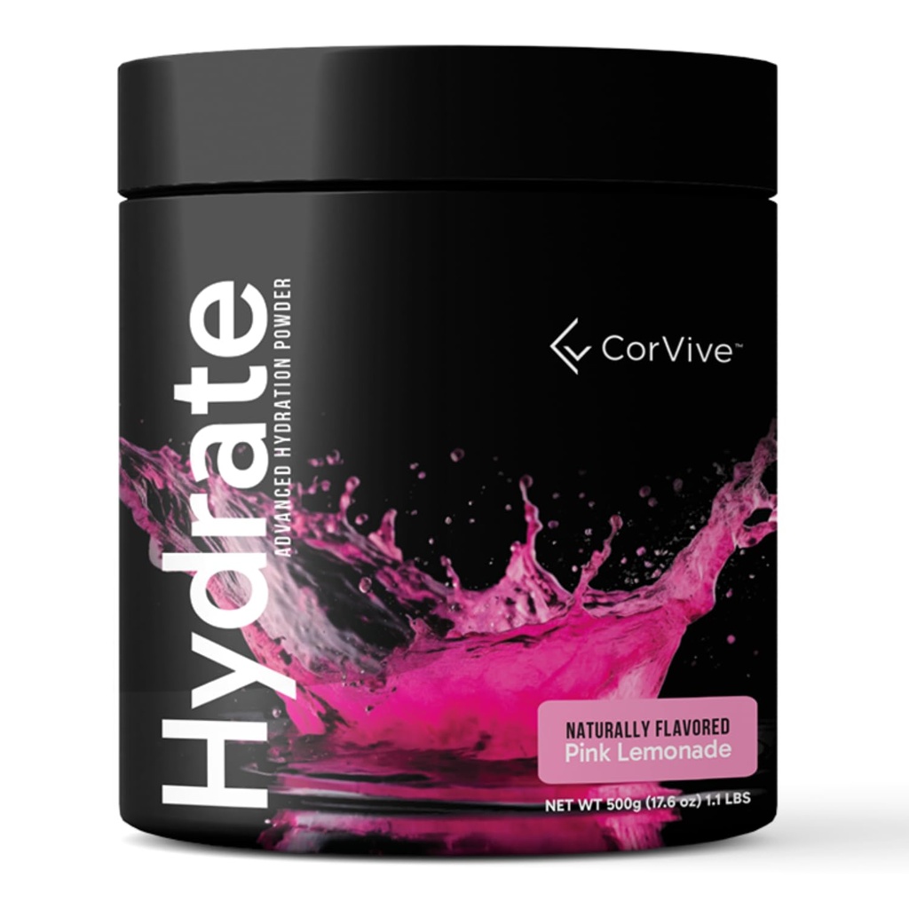 CorVive Hydrate Electrolyte Drink Mix | Pink Lemonade Flavor | NSF Certified | Electrolytes, Vitamin C, Magnesium, Zinc, Potassium | Used by Athletes & US Military | Boost Performance | 50 Servings