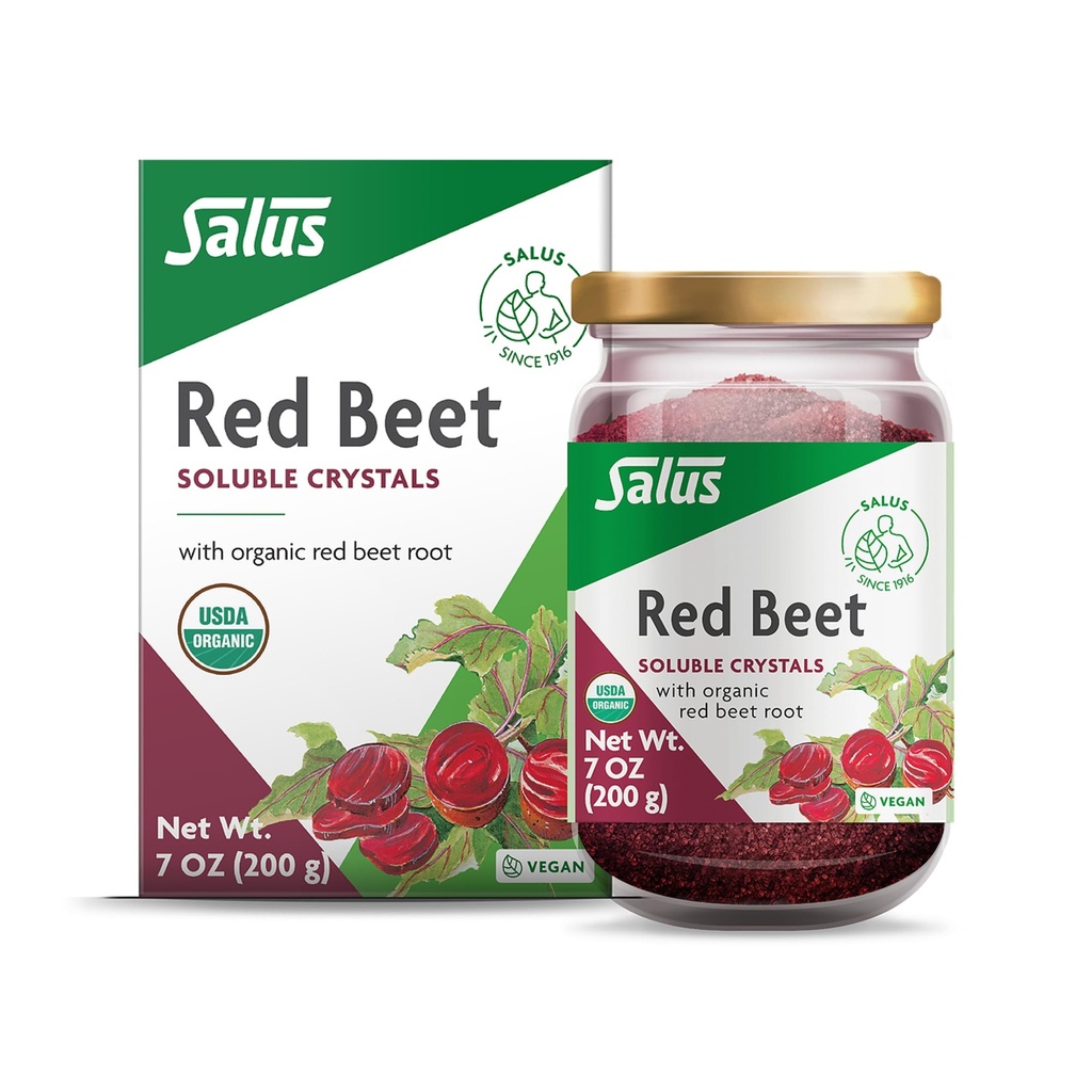 Salus Red Beet Crystals - Organik Beslenme Arıt Kök Toz Mix - Superfood Toz Supplement C, Folate, Magnezyum & P Properties - 7 oz