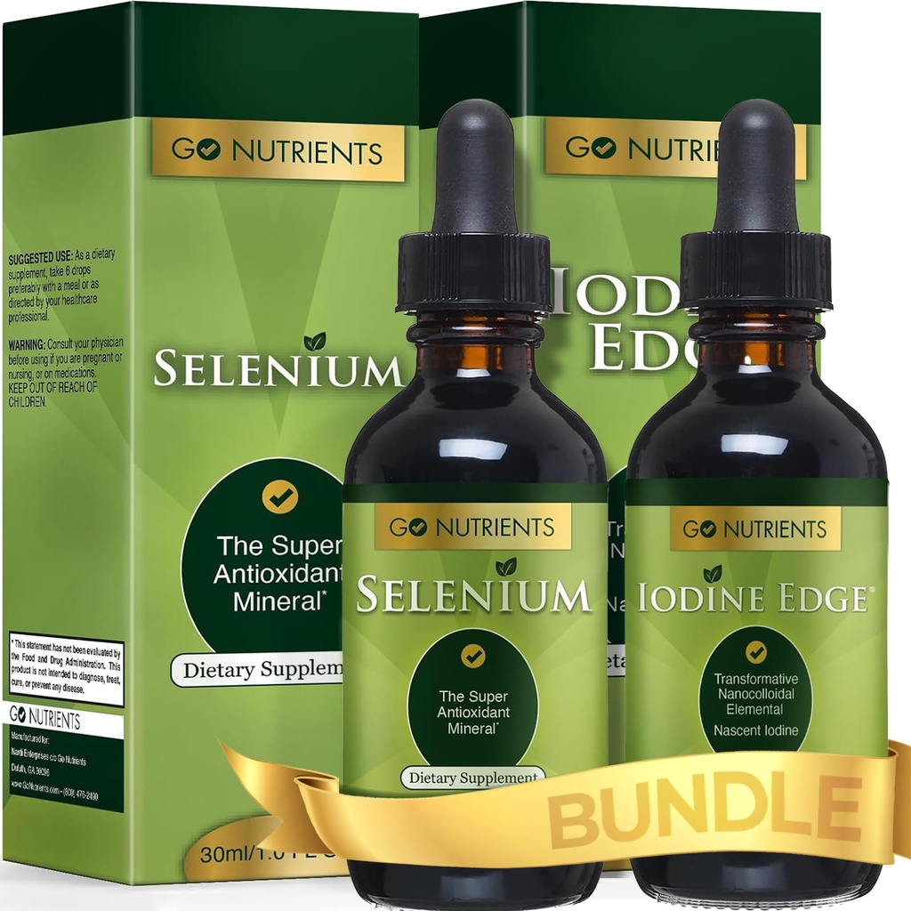 Go Nutrients Selenium 200 mcg Supplement | Go Nutrients Nascent Iodine Supplement | Yüksek Potency Liquid Drops - Non-GMO, Gluten-Free-GMO, Gluten-Free