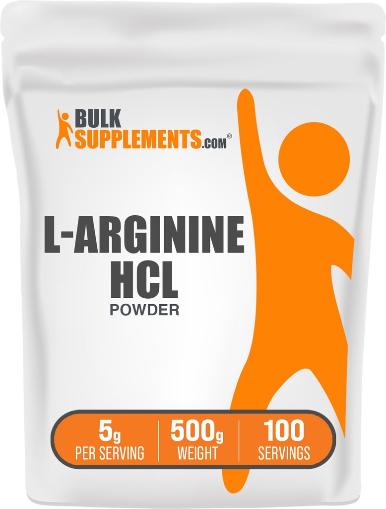 BulkSupplements.com L-Arginine HCl Toz - Nitrik Çimento Tamam, Arginine Toz - Unflavored & Gluten Free, 5g per Service, 500g (1.1 lbs) (Paket of 1)
