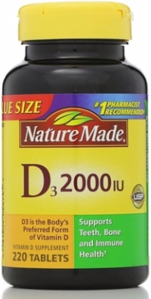 Nature Made D3 2000 IU Tabletleri 220 ea (Pack of 2)
