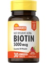 Sundance Fast Dissolve Biotin 5000mcg | 30 Tabletler | Essential B-Vitamin | Natural Berry Flavor | Vegetarian, Non-GMO, and Gluten Free Supplement Supplement Supplement