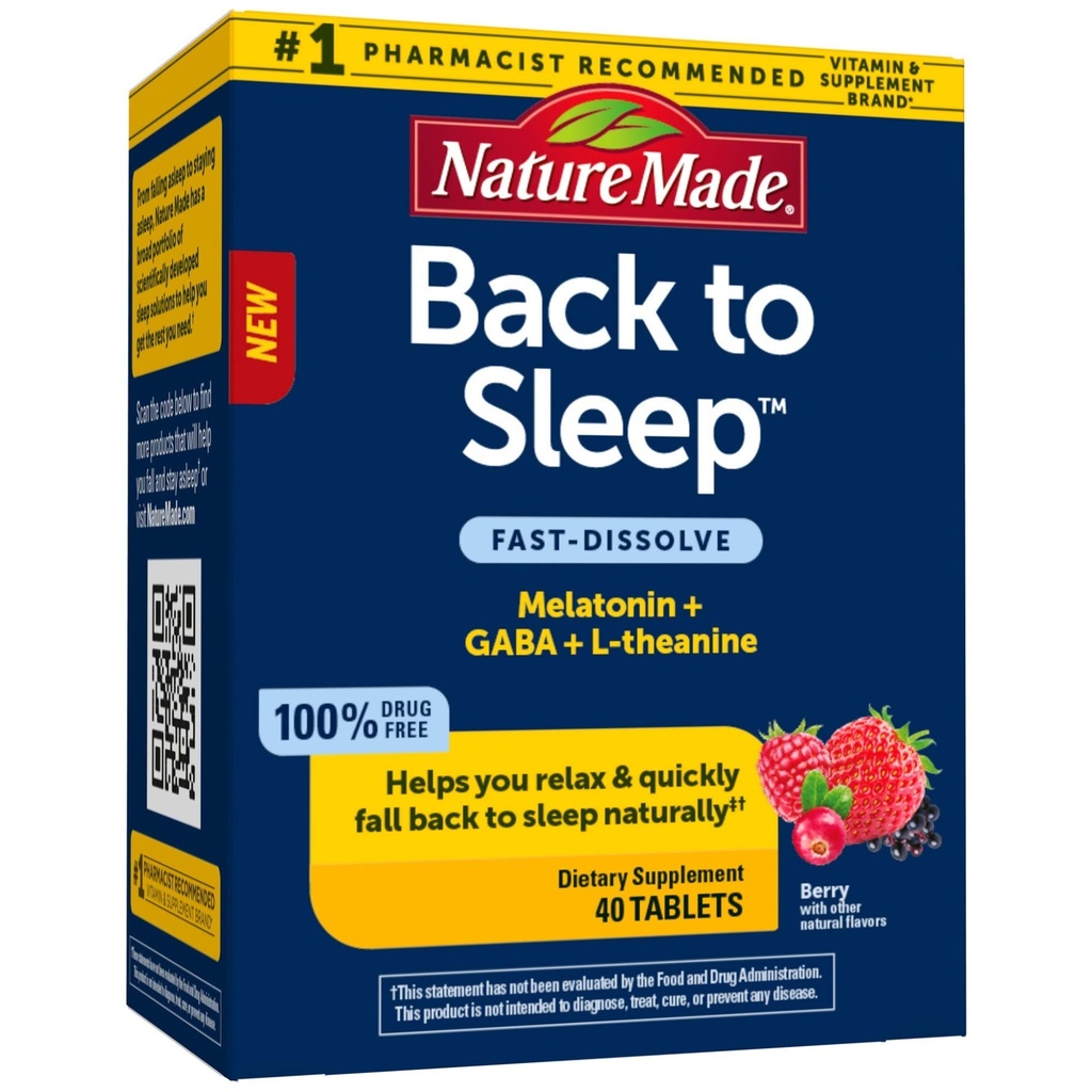 Doğa Uykuya Geri Getirdi, Melatonin Fast-Dissolve, Doğal olarak Yatmanıza Yardım Ediyorsunuz, L-Theanine ve GABA, Rahatlamanıza ve Calm Your Mind, 40 Tabletlere Yardım Etmek için
