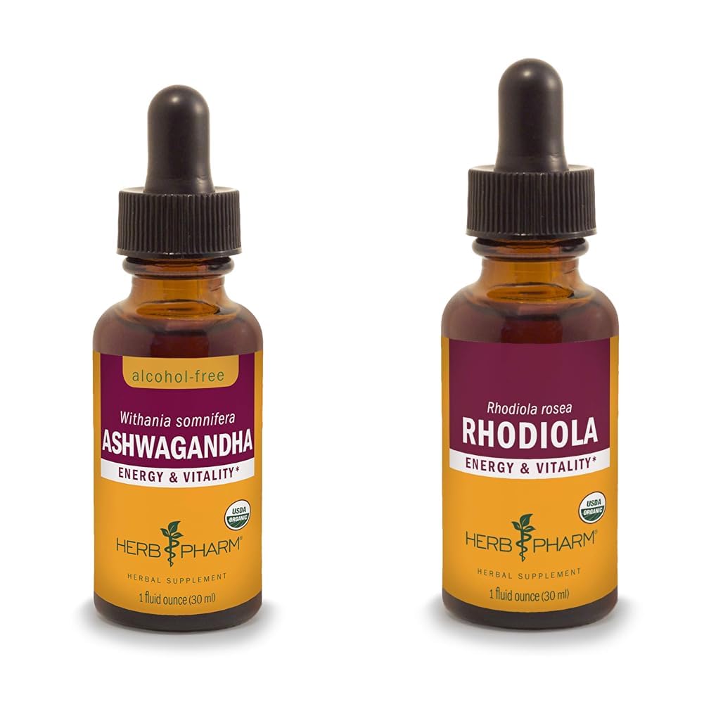 Herb Pharm Ashwagandha & Rhodiola Kökleri Enerji, Yaşam, Endurance & Stamina, Alkol Özgür Glycerite & Organik Cane Alkol, 1 Oz Her