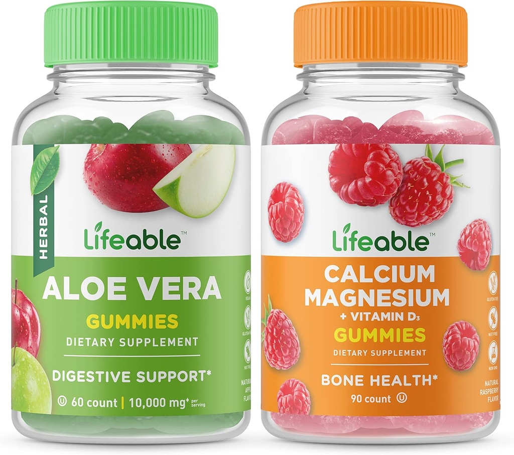 Lifeable Aloe Vera +dis Magnezyum, Gummies Sche - Great Tasting, Vitamin Supplement, Gluten Free, GMO Free, Chewable