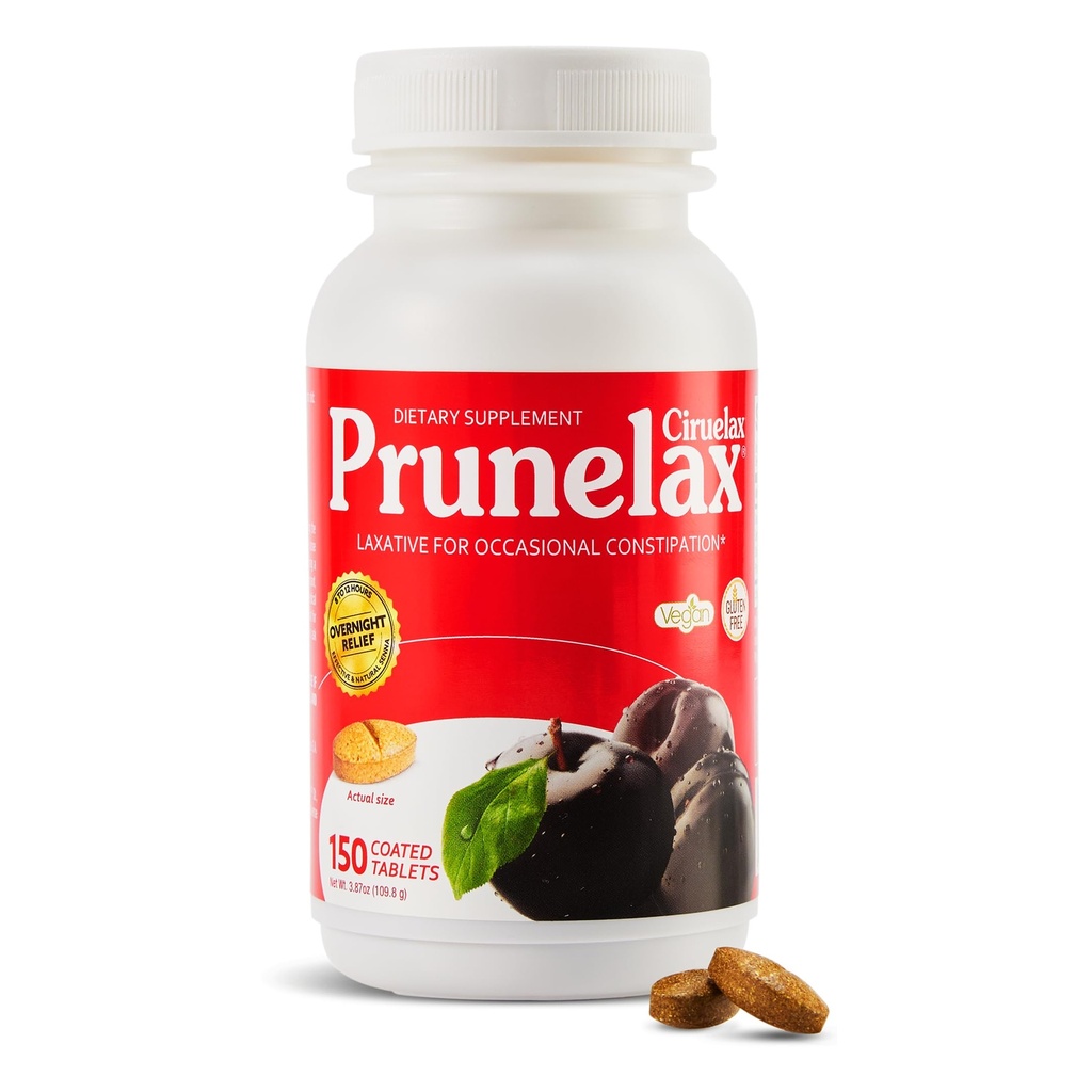 Prunelax Ciruelax Düzenli Kuvvet Laxative Tabletler - Occasional Constipation için Doğal Olarak Laxative, Senna Leaf Ekstralamaları ile gece boyunca Tahmin Edilebilir, 8-12 Hr Fast-Acting - 150ct
