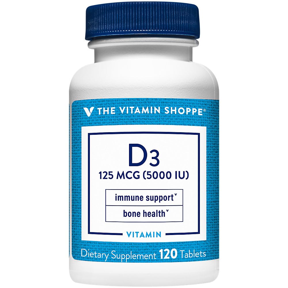 Shoppe Vitamin D3 5000IU Softgel, Bone & Immune Health, Hücresel Büyüme ve Mikrobiyal Abpsiyon, Gluten Free & Once Daily Formula (120 Tablet)