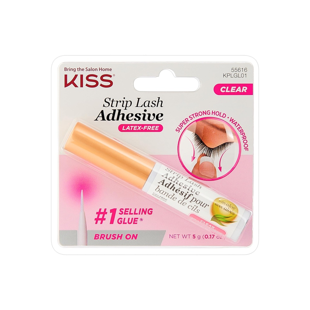 KISS Clear Strip Lash yapıştırıcısı, Su ısıtıcısı, Formdehit ve Latex Free, Odor Free, Cruelty Free, Super Strong Hold Eyelashinsky with Brush Applicator, 0.17 Oz.