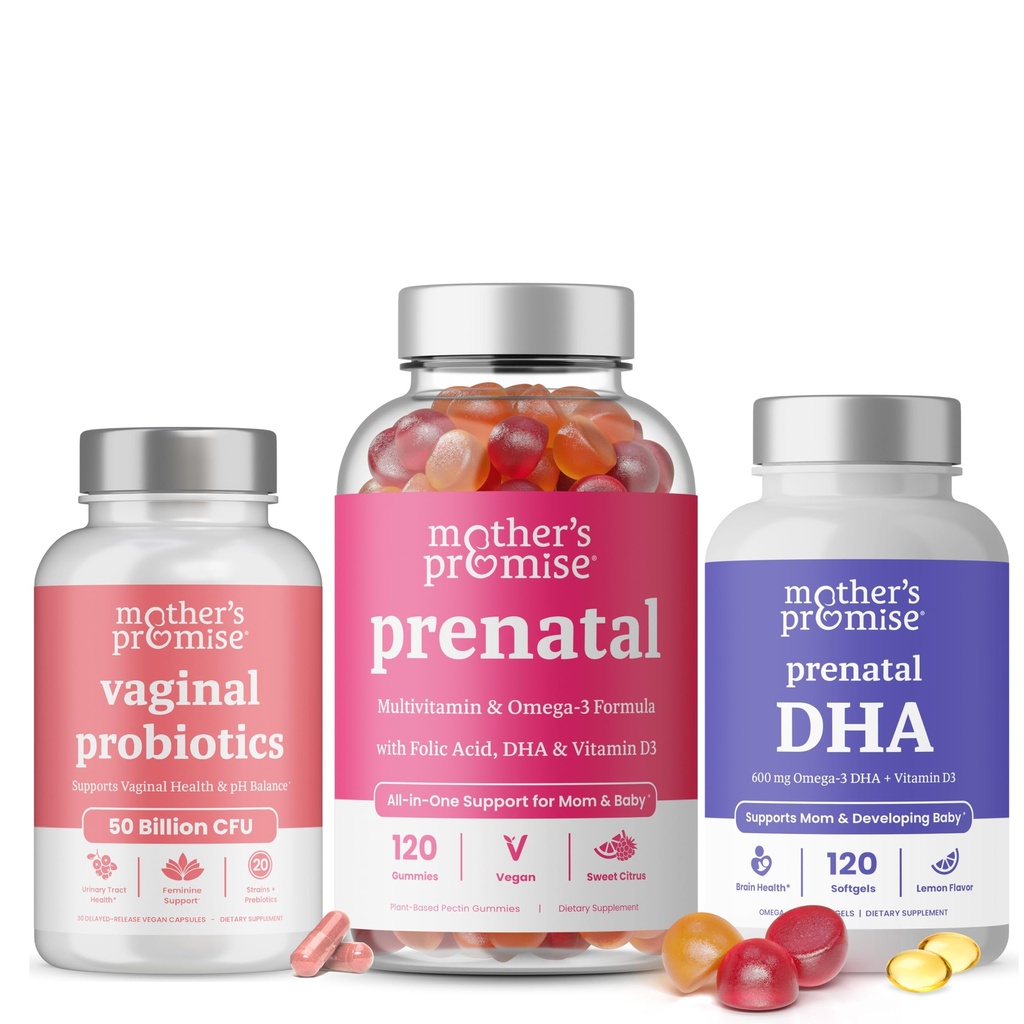 Mother's Promise Vaginal Probiyotiks + Prenatal DHA & Prenatal Vitamin Gummies Sche