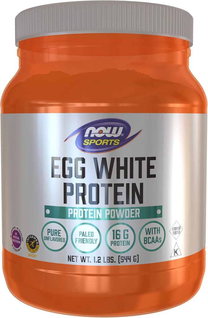 Şimdi Spor Beslenme, Yumurta Beyaz Protein, BCAAs ile 16 g, Unflavored Toz, 1.2-Pound