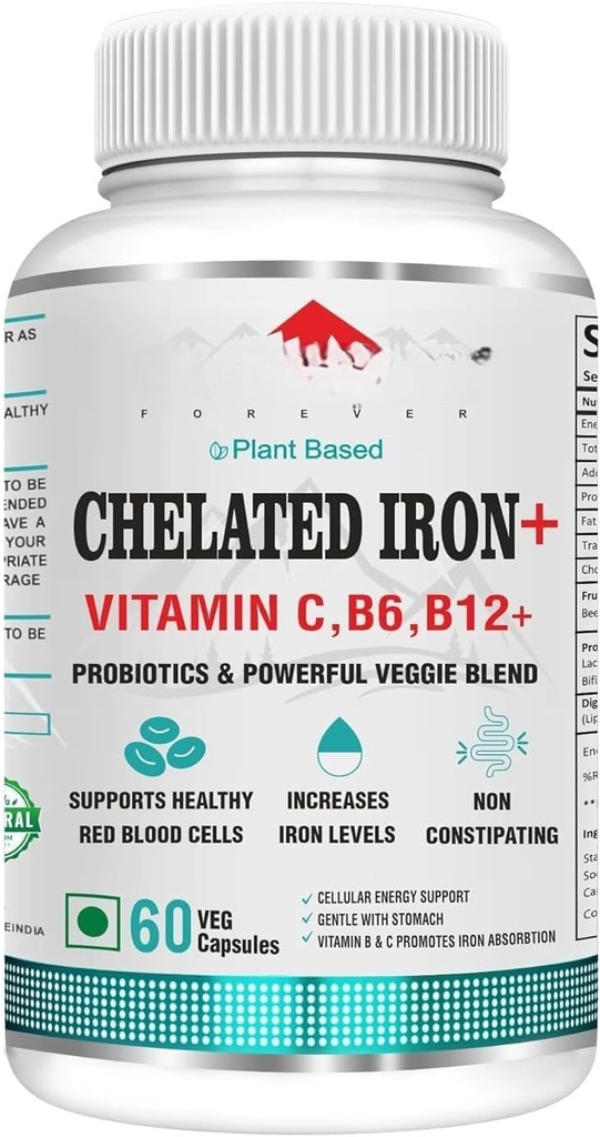 VIT.C ile sonsuza dek Demir Folic Asit, probiyotikler, VIT. B6, VIT.B9, VIT. B12- Veg Tabletleri Tabletler, 60