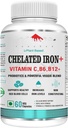 VIT.C ile sonsuza dek Demir Folic Asit, probiyotikler, VIT. B6, VIT.B9, VIT. B12- Veg Tabletleri Tabletler, 60