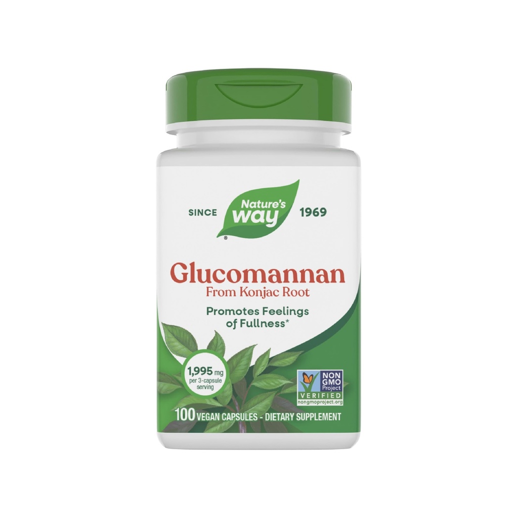 Nature's Way Herbal Glucomannan from Konjac Root Capsules, Discovers Feelings of Fullness*, 1,995 mg per 3Capsule Service, Non-GMO Project TY, Vegan, 100 Capsules (Pazarlama May Vary)