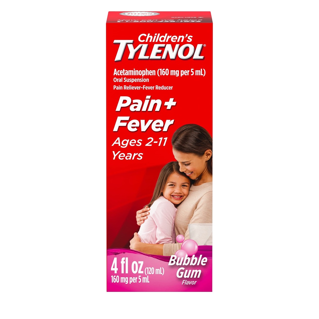 Çocuk Tylenol Oral Suspension Medicine, Kids' Sıvı Tıp Ağrısı Soğuk + Flu Belirtileri, aspirin-, Ibuprofen- & Alkol Özgür, Bubble Gum, 4 fl. ozz