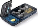 Seyahat Pill Splitter, 4 Karşılaştırma Pill Case, Pocket Purse için Küçük Pill Box, Günlük Pill Konteyner Vitaminleri Cod Liver Oil Supplements, Tıp Planlayıcı (Black)