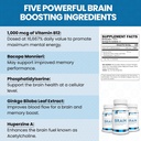 Genç Beyin | Memory & Brain Health Support Supplement with Bacopa Monnieri, Ginkgo Biloba, B12 - Swallow Tabletlerine Kolay - 30 Günlük Supply (60) Kont
