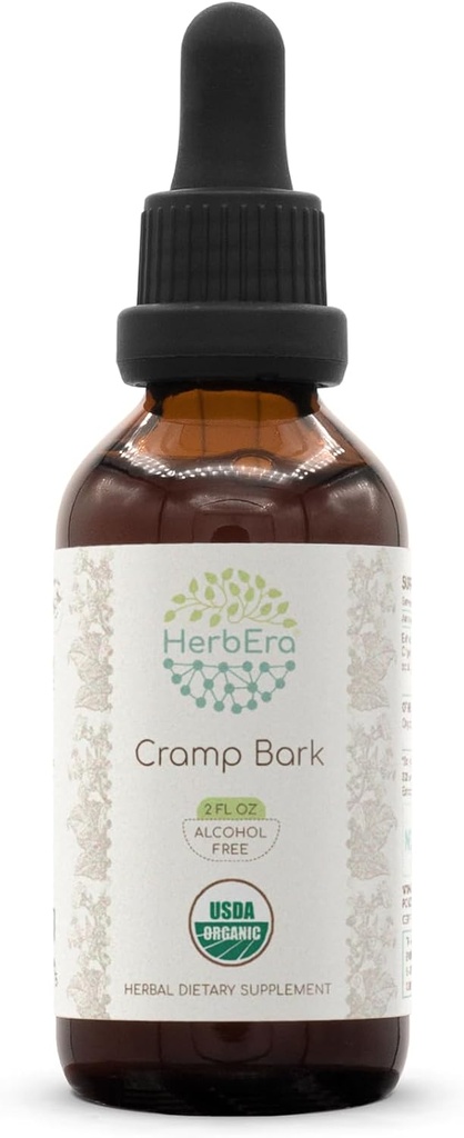 HerbEra Cramp Bark B60 USDA Organik Tincture | Alkol Özgür Tür, Yüksek Lisans Herbal Drops, Immune System Health | Sertifikalı Organik Cramp Bark (Viburnum Opulus)