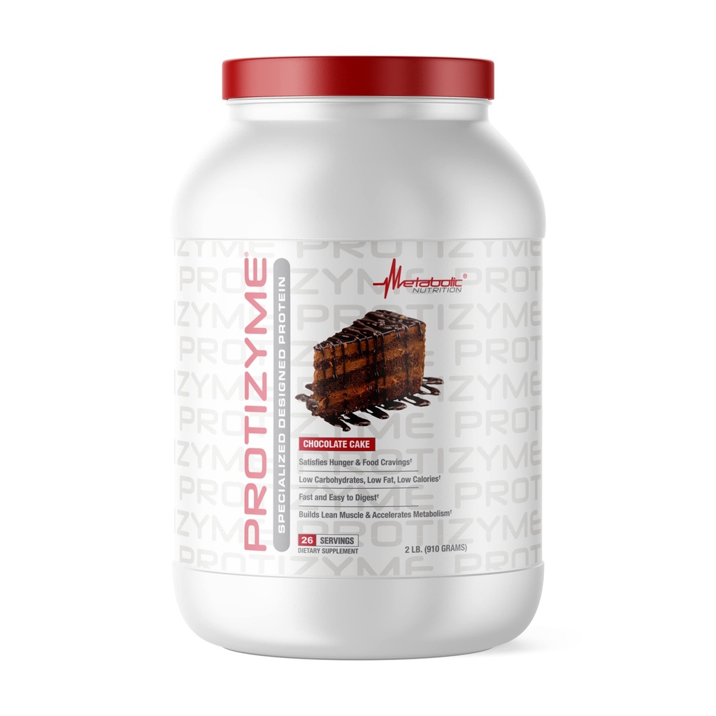 Metabolik Beslenme | Protizyme | 100% Whey Protein Toz | Yüksek Protein, Low Carb, Low Fat with Digestive Enzymes, 24 Temel Vitaminler ve Mineraller | Chocolate Cake, 2 Pound