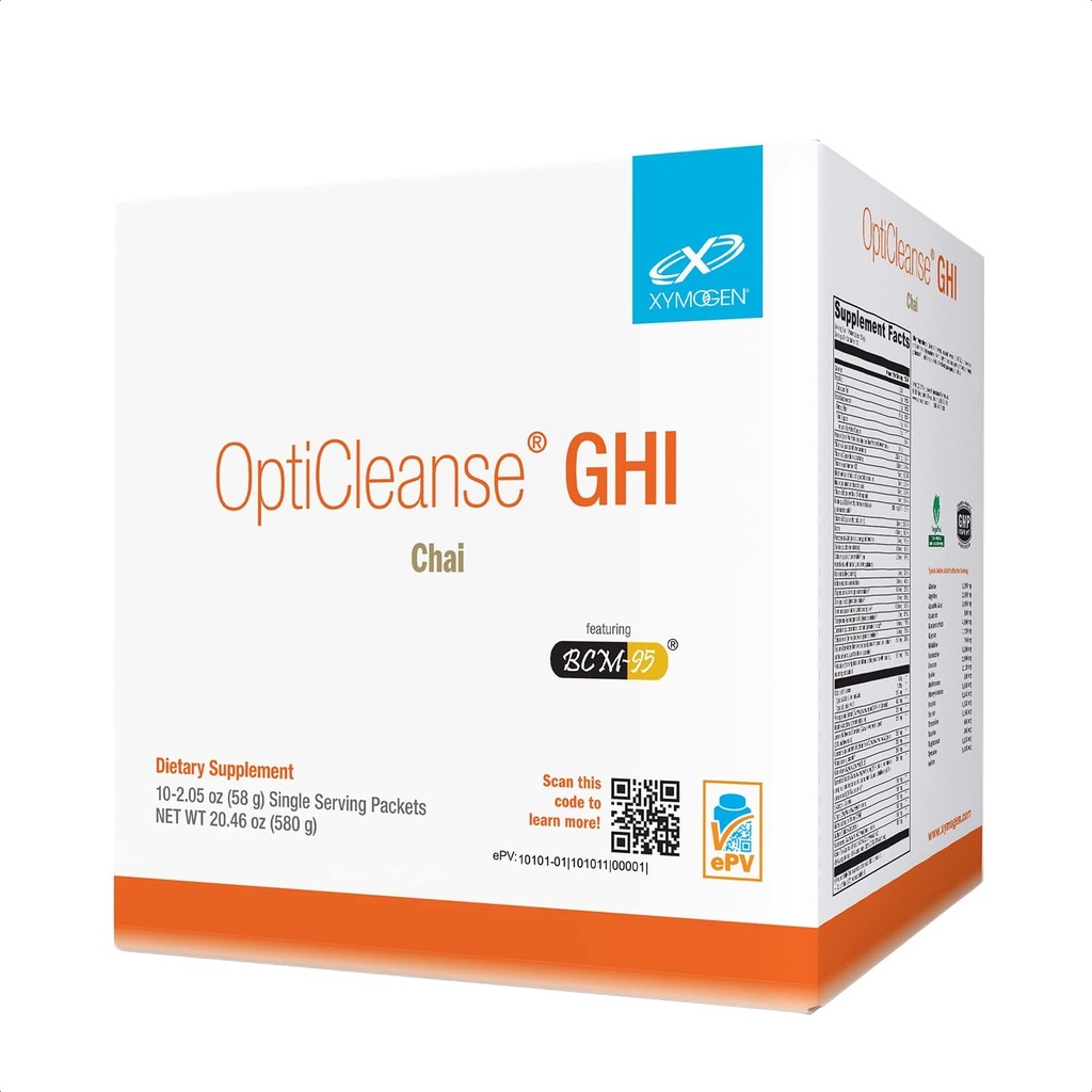 XYMOGEN OptiCleanse GHI Detox Temizse - Vitaminlerle Vegan Protein Toz, Phytonutrients, Minerals to Aid Liver Detox, Cytokine Balance, & Gut Health Support - Chai (10 Packets)