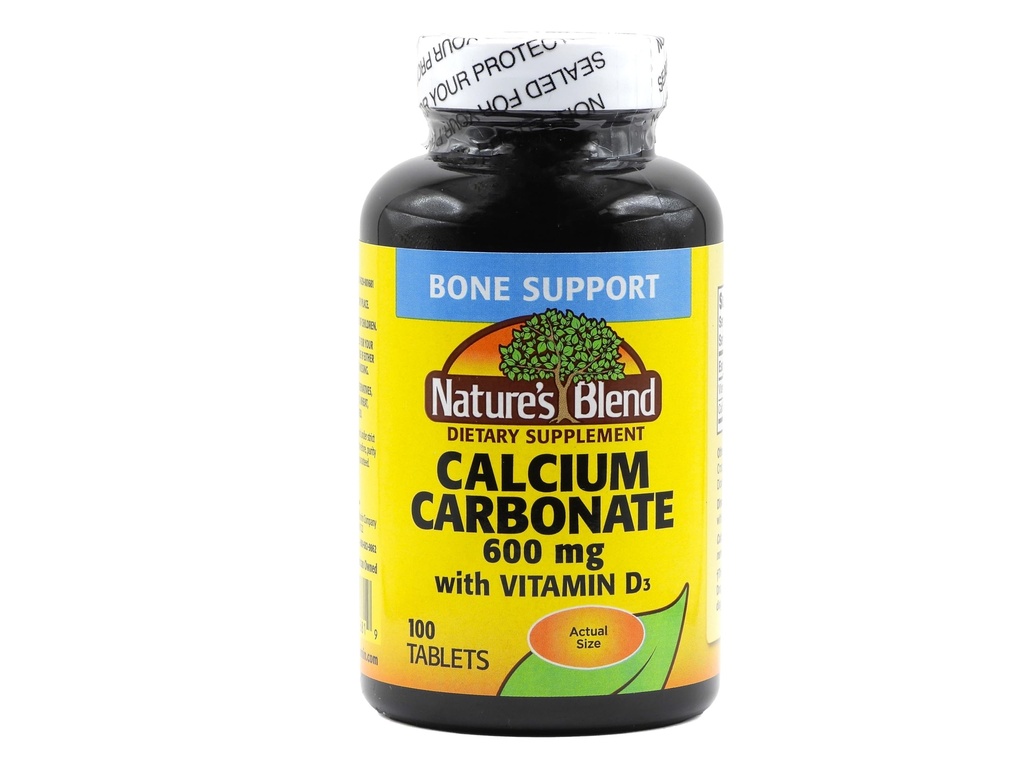 Nature's Alexander Carbonate 600 mg with D3 400 IU 100 Tablets, (Pack of 1), 079854016819