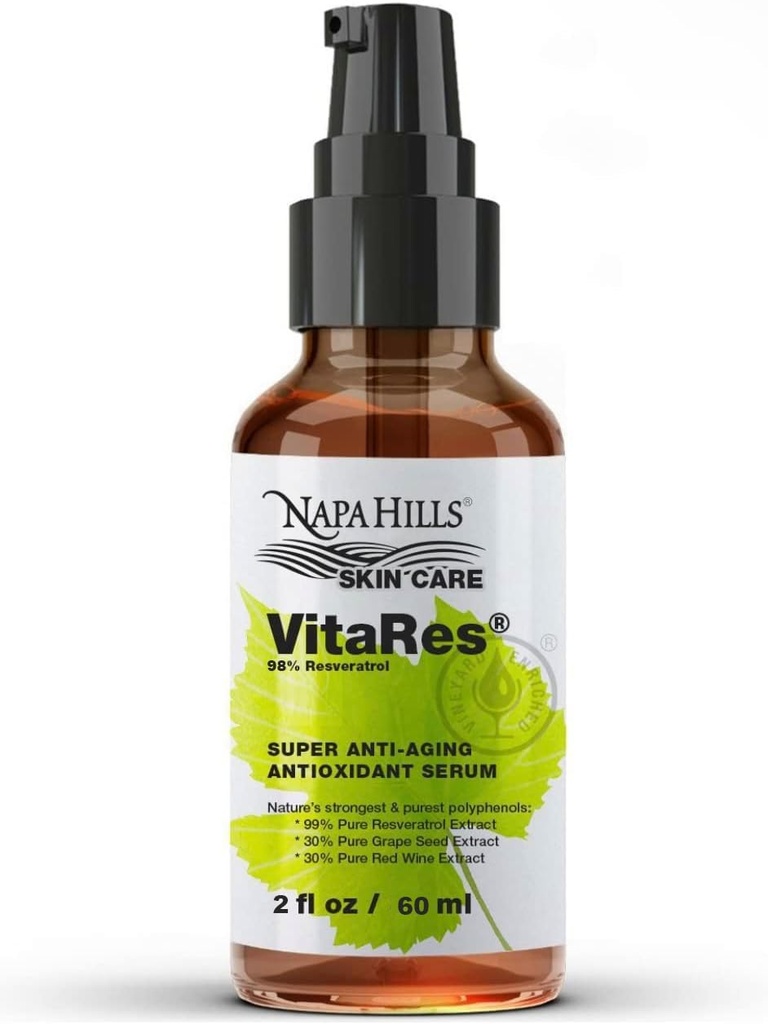 Sıvı VitaRes Resveratrol Cilt Bakımı - Süper Yoğun, Doğal, Üstün Biyoyalite - Grape Skin, Grape Tohum, Resveratrol (2 Fl Oz, 98 Güçlü)