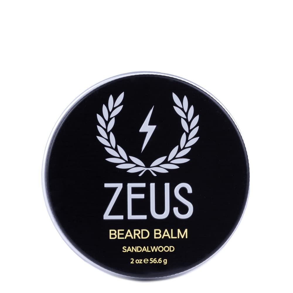 ZEUS Beard Balm, Natural Beeswax & Shea Butter Balm, Yüz Saç için Yumuşak Örnek - ABD'de MADE (Sandalwood) 2 oz.
