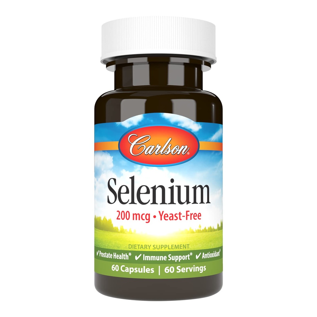 Carlson - Selenium, 200 mcg Yeast-Free, Prostate Health & Immune Support, Antioksi, 60 Capsules