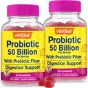 WellEvet (2 Pack 50 Milyar Probiyotiks + Erkekler ve Kadınlar için Prebiyotikler - Digestive Support, Gut Health, Immune Support Gummy - Probiyotikler for Digestive Health with 12 Strains - 60 Gummies - 60 Gummies - Digestive Support Gummy - Probiyotikler