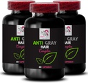 Anti gray hair supplement - ANTI GRAY HAIR COMPLEX - Gray hair reversal, Color vitality, Hair brilliance, Fresh hair shade, Vibrant color, Youthful vibrance, Hair glow 3 Bottles 180 Capsules