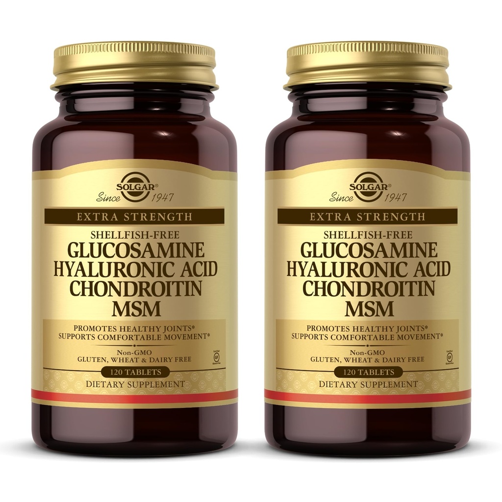 Solgar Glucosamine Hyaluronic Acid Chondroitin MSM - 120 Tablet, 2 Paket - Sağlıklı Ortaklar, Destekler Rahat Hareket - Glucosamine Hyaluronic Acid Chondroitin MSM - 120 Tabletler, 2 Paket - Sağlıklı Ortaklar, Destekler Rahat Hareket - Gluten Ücretsiz - 80 Toplam Hizmetler