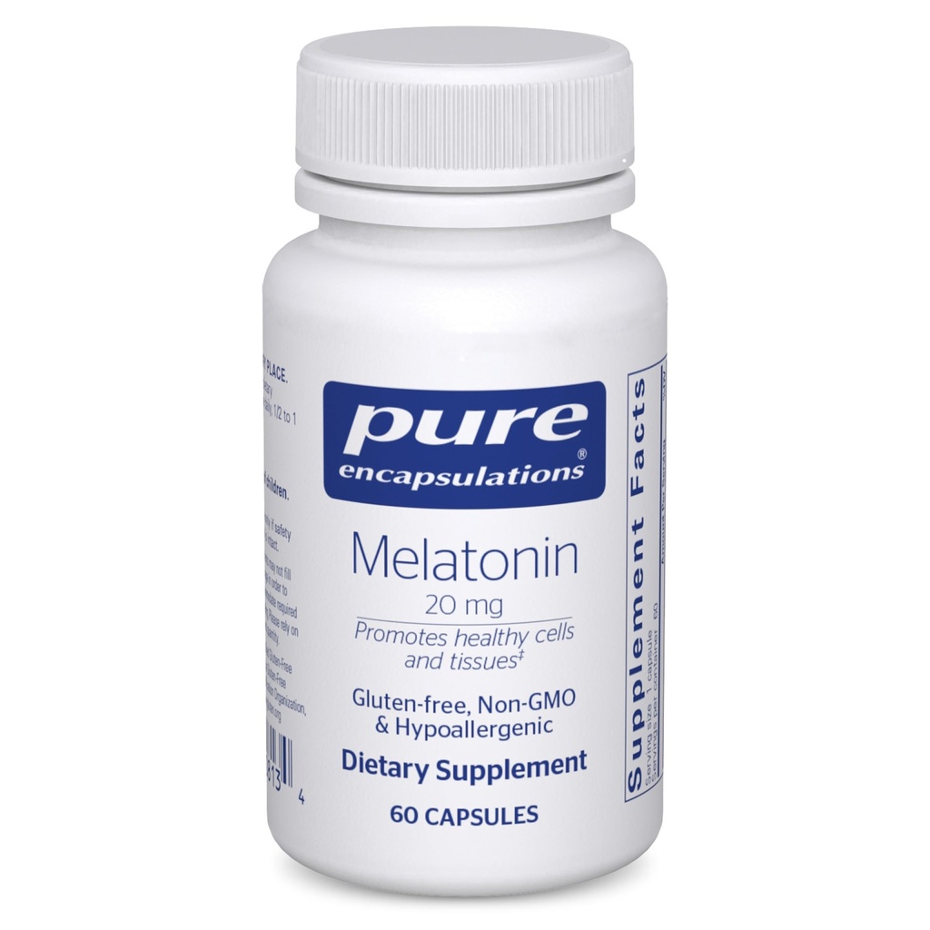 Pure Encapsulations Melatonin 20 mg - Uyku Desteğine Intended For Sleep Support - For Immune System & Sağlıklı Hücreler - 99.5% Saf Melatonin - Gluten Free & Non-GMO - 60 Capsules