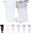 Shaker Şişe Protein Shakes Cup ve 10Ounce/300ML Shaker-Bottle with Whisk Balls, Protein Shaker- Şişes Set, Non-BPA plastik (Grey+Beyaz(2ücretli)))