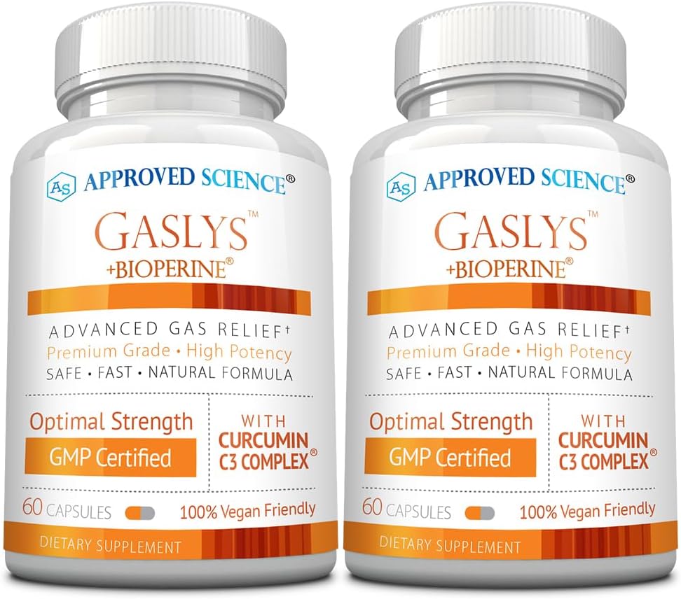 Onaylanmış Bilim® GaslysTM - Soothe Digestive Tract, Alleviates Gas and Stomach Cramps - Artichoke Toz, Ginger, Fennel Tohum - 60 Kont - 2 Paket