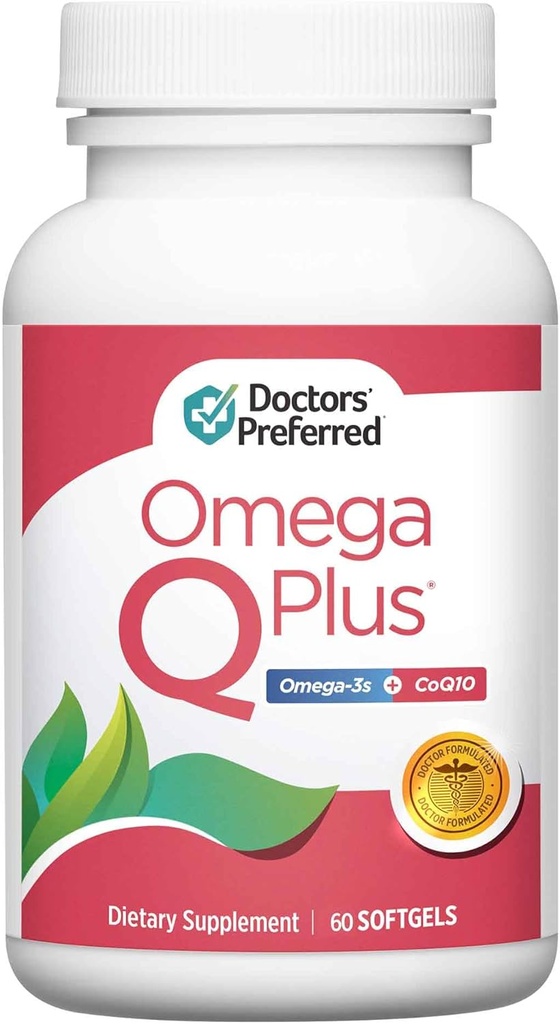 DOCTERS' PREFERRED Omega Q Plus- Omega-3 ve CoQ10 Supplement Teslimatlar Her gün Kalp Sağlığı Desteği 50 mg of CoQ10 ve Antioksit (60 yumuşakgels) sağlar.