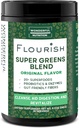 Flourish Super Greens. Greens Toz Mix for Energy, with Chlorella Organic Spirulina, Beet Root Toz, Enzymes & Probiyotiks, Original, 30 Hizmet